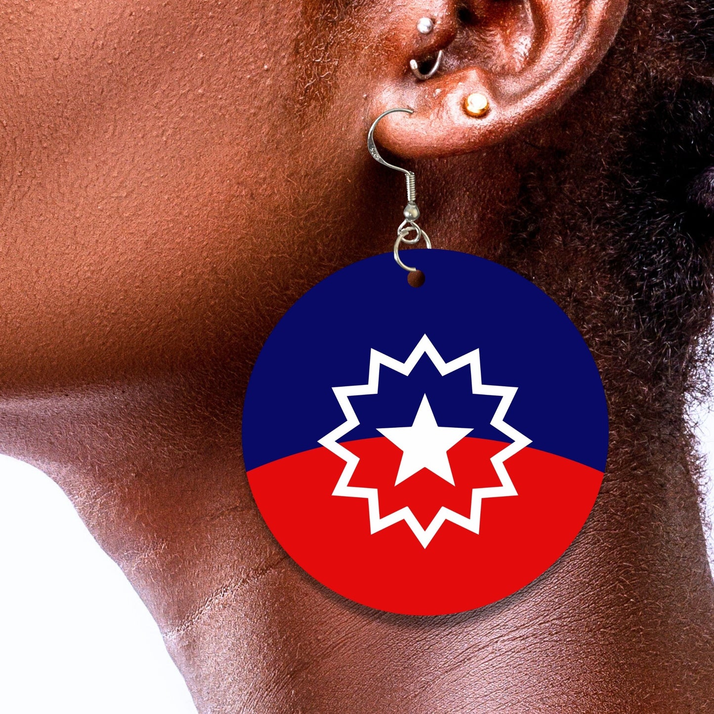 Juneteenth Flag Earrings - 2" Circle