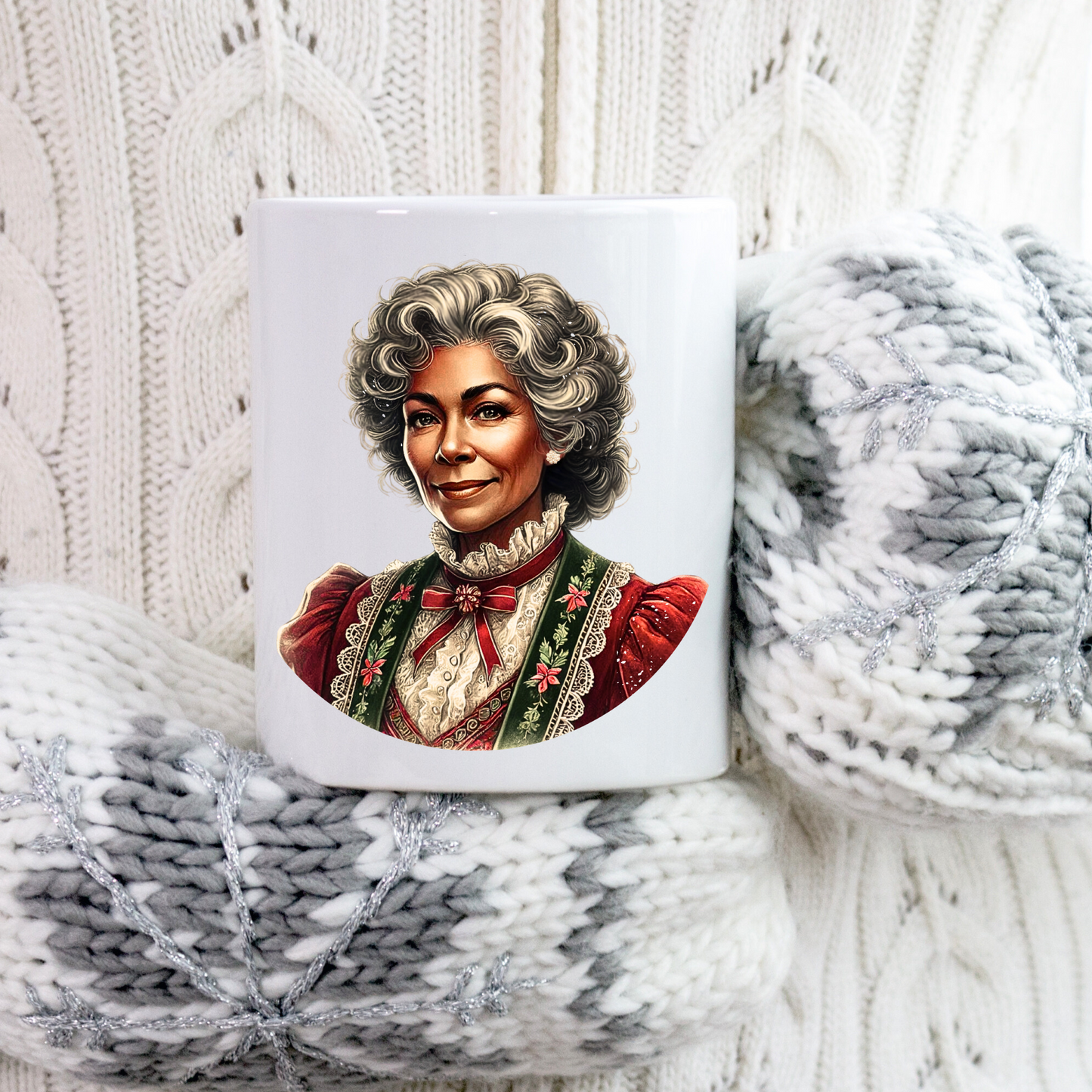 African American Vintage Mrs. Claus Holiday Mug - 15oz