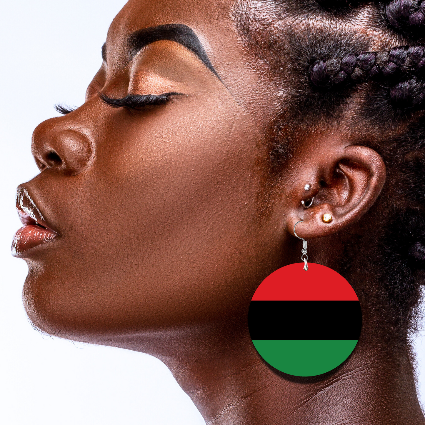 Red, Black, and Green Earrings - 2" Circle