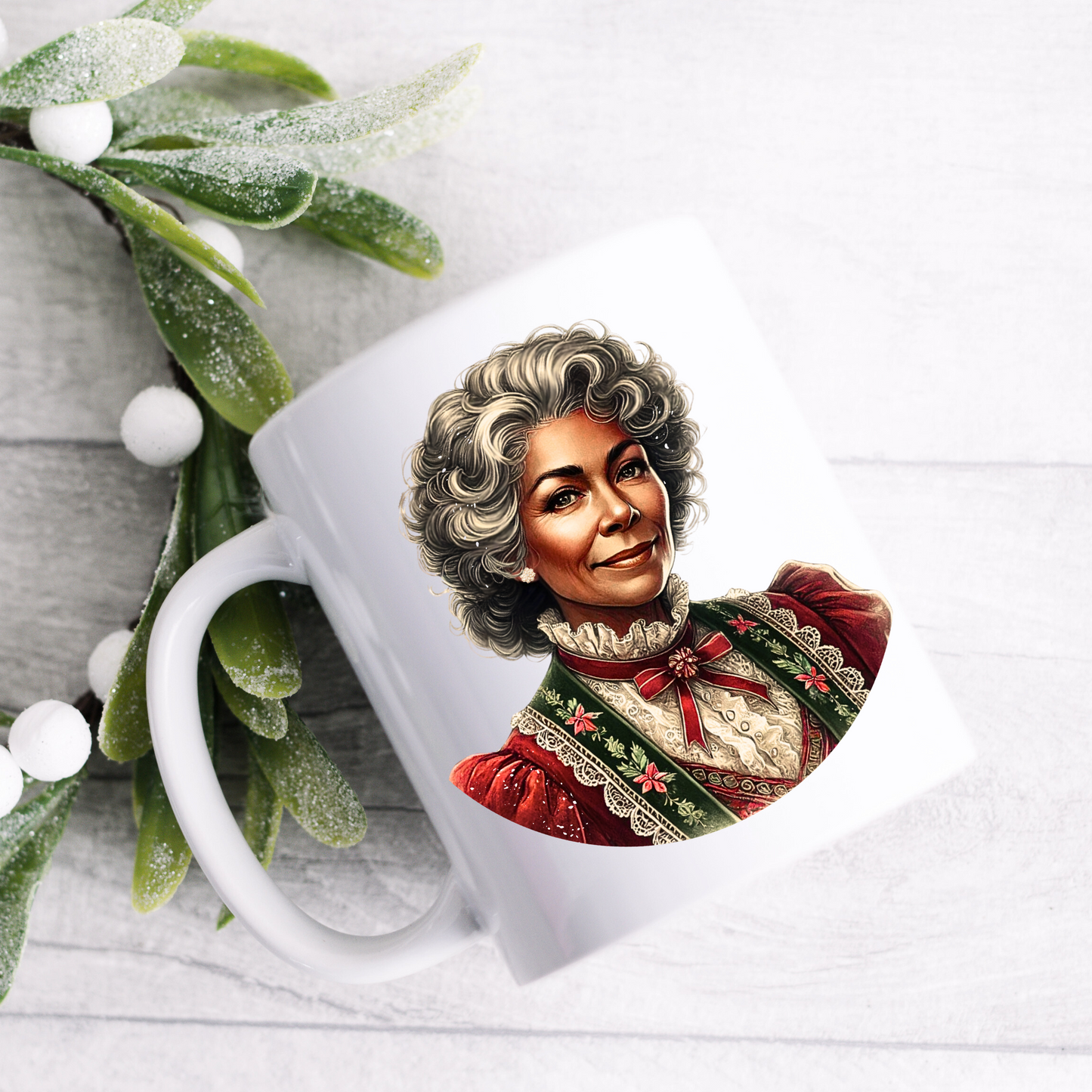 African American Vintage Mrs. Claus Holiday Mug - 15oz