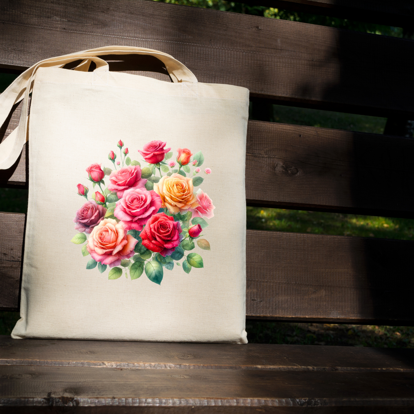 Fancy Florals - Roses - Tote Bag - 15" H x 15" W