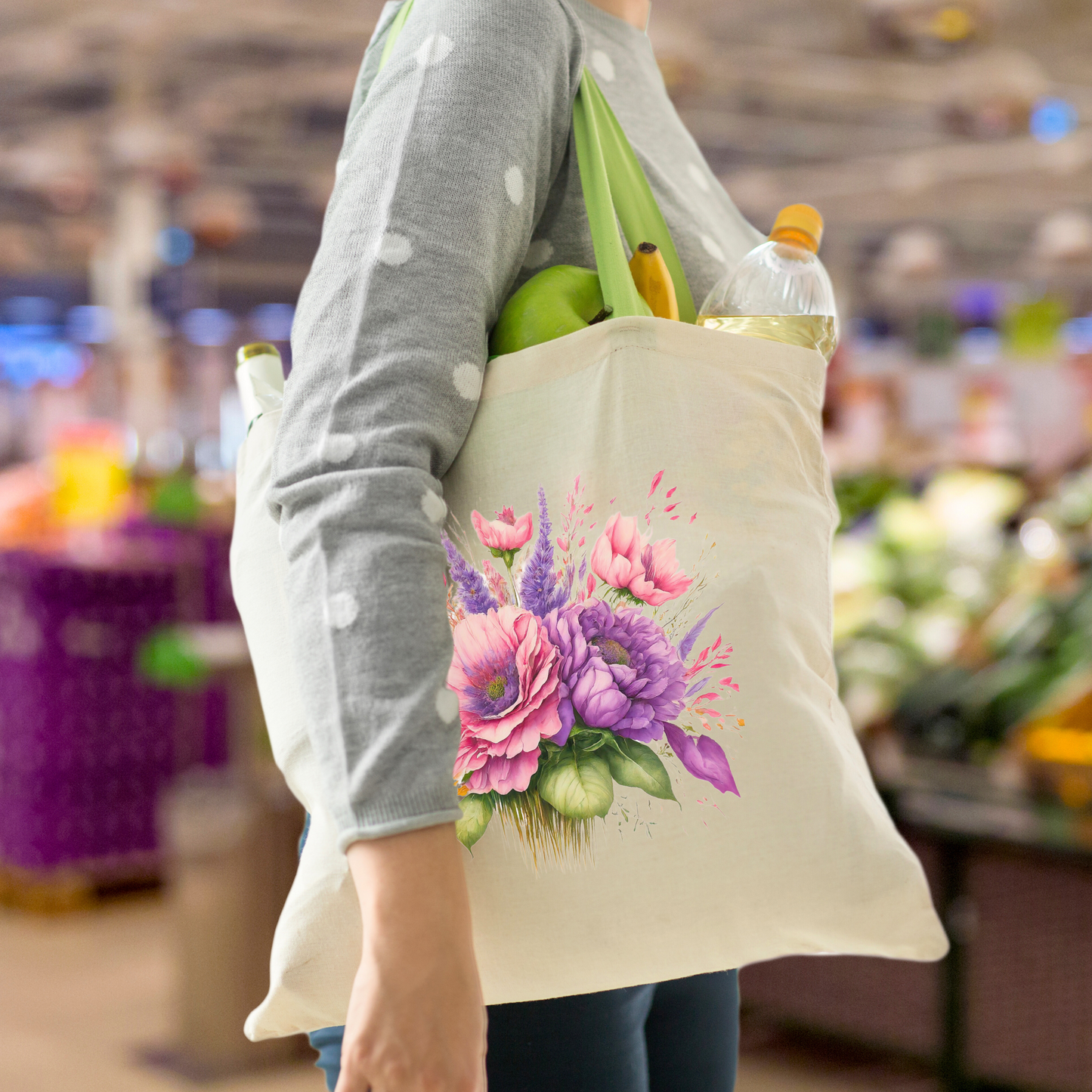 Fancy Florals - Peonies - Tote Bag - 15" H x 15" W