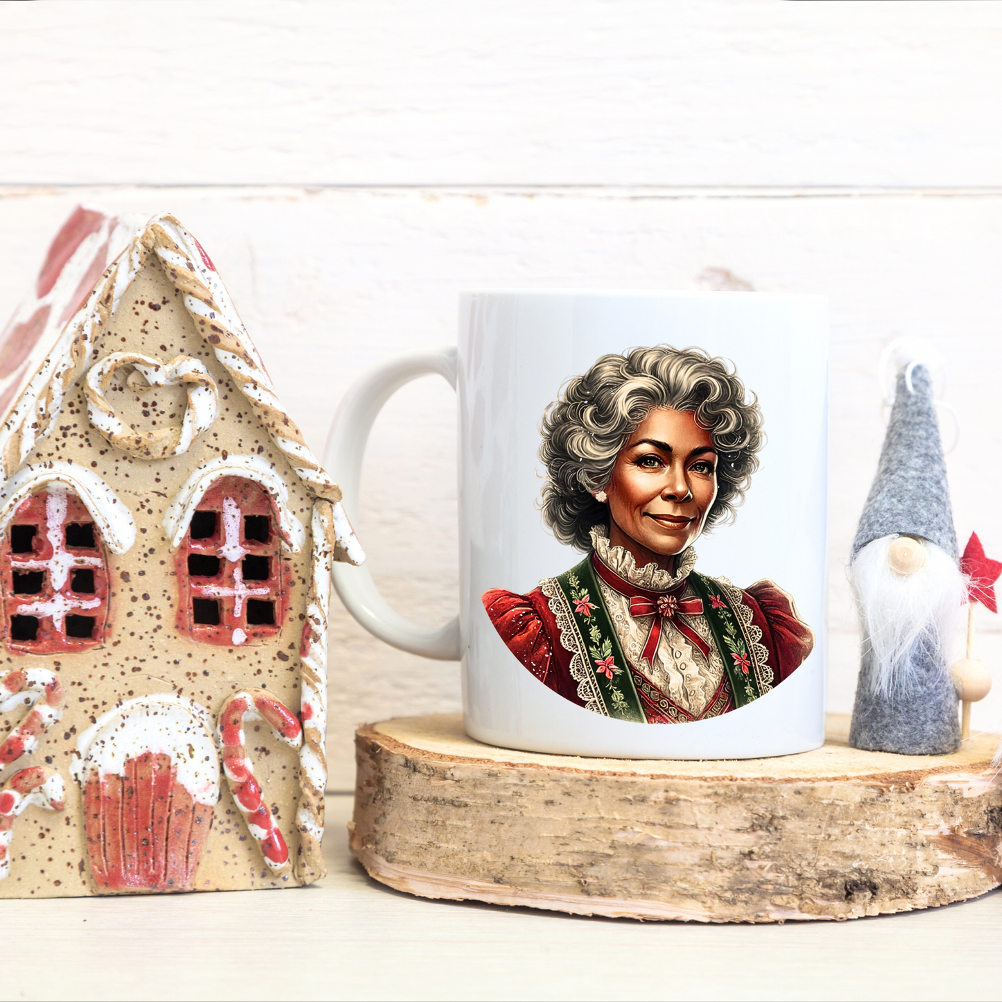 African American Vintage Mrs. Claus Holiday Mug - 15oz