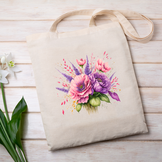 Fancy Florals - Peonies - Tote Bag - 15" H x 15" W