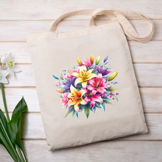 Fancy Florals - Lilies - Canvas Bag - 15" H x 15" W