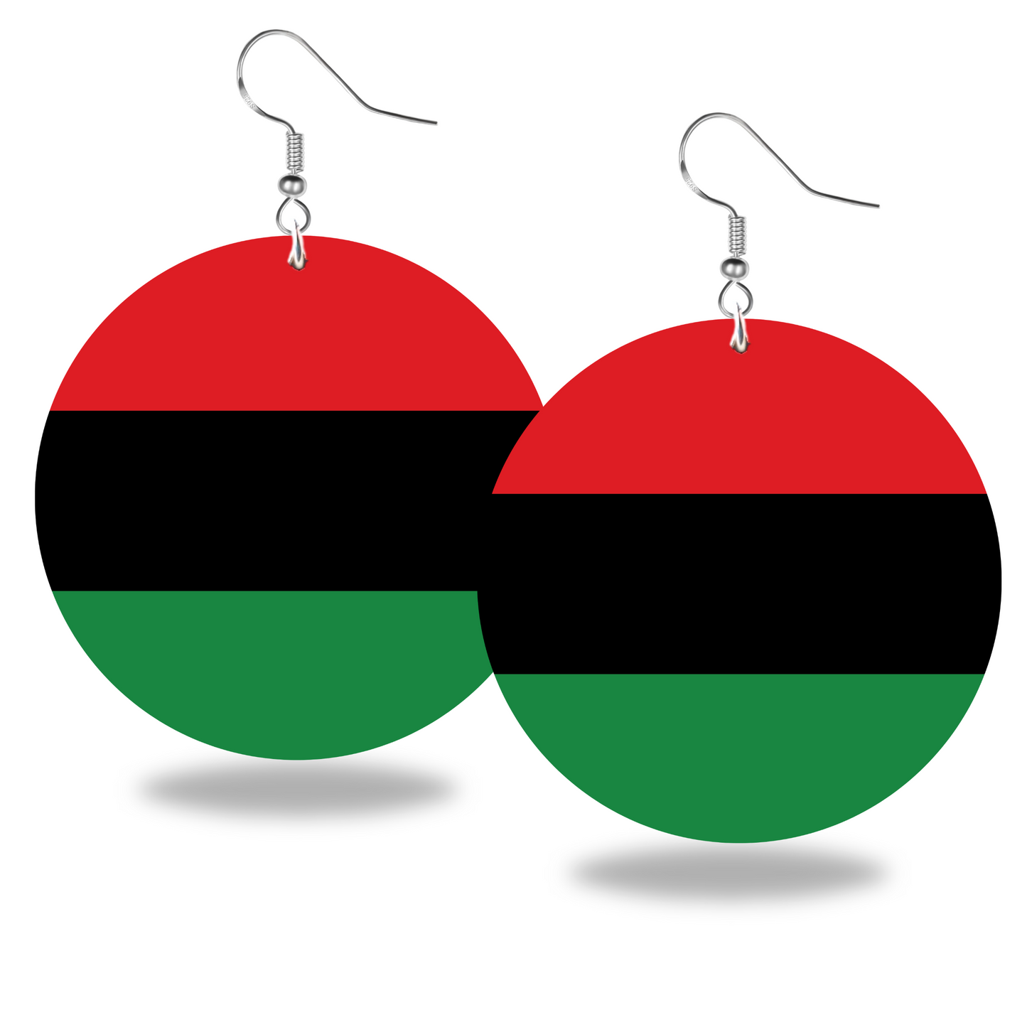 Red, Black, and Green Earrings - 2" Circle